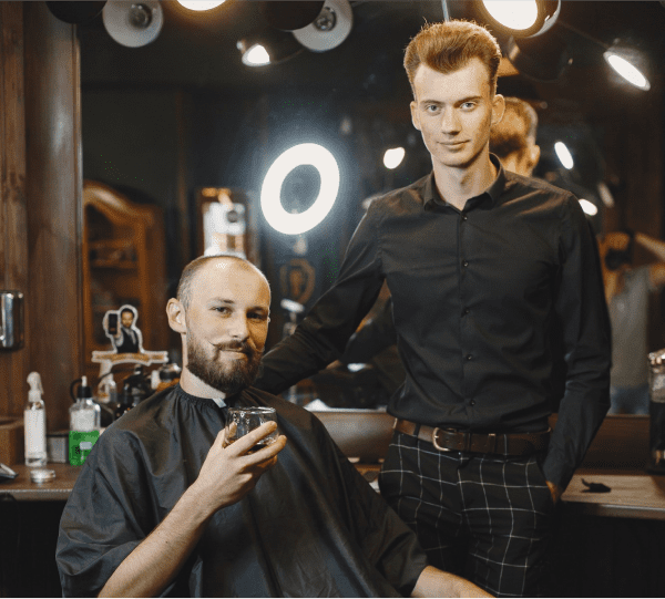 barber with customer