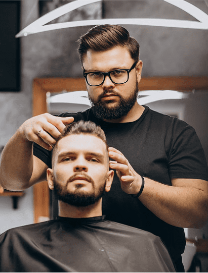 Barber styling hair